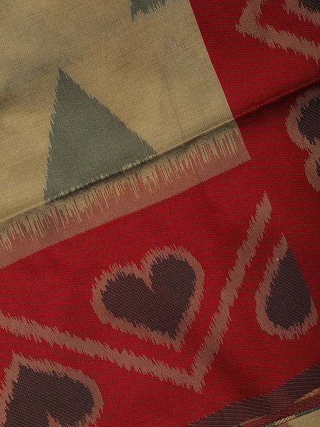 Olive Green Heart Woven Tissue Silk Saree - Diadem