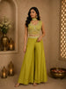 Olive Green Heavy Sequins and Beads Embroidered Design Georgette Palazzo Suit with Dupatta
