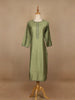 Olive Green Plain Cotton Rayon Kurti - Diadem