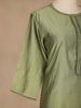 Olive Green Plain Cotton Rayon Kurti - Diadem