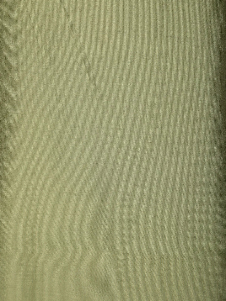 Olive Green Plain Cotton Rayon Kurti - Diadem