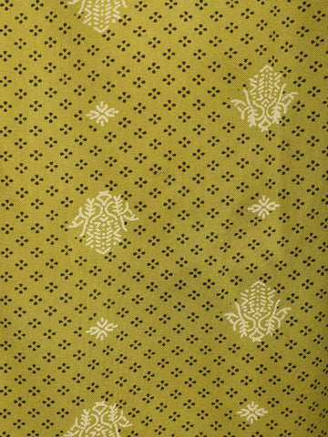 Olive Green Printed Cotton Kurti - Diadem