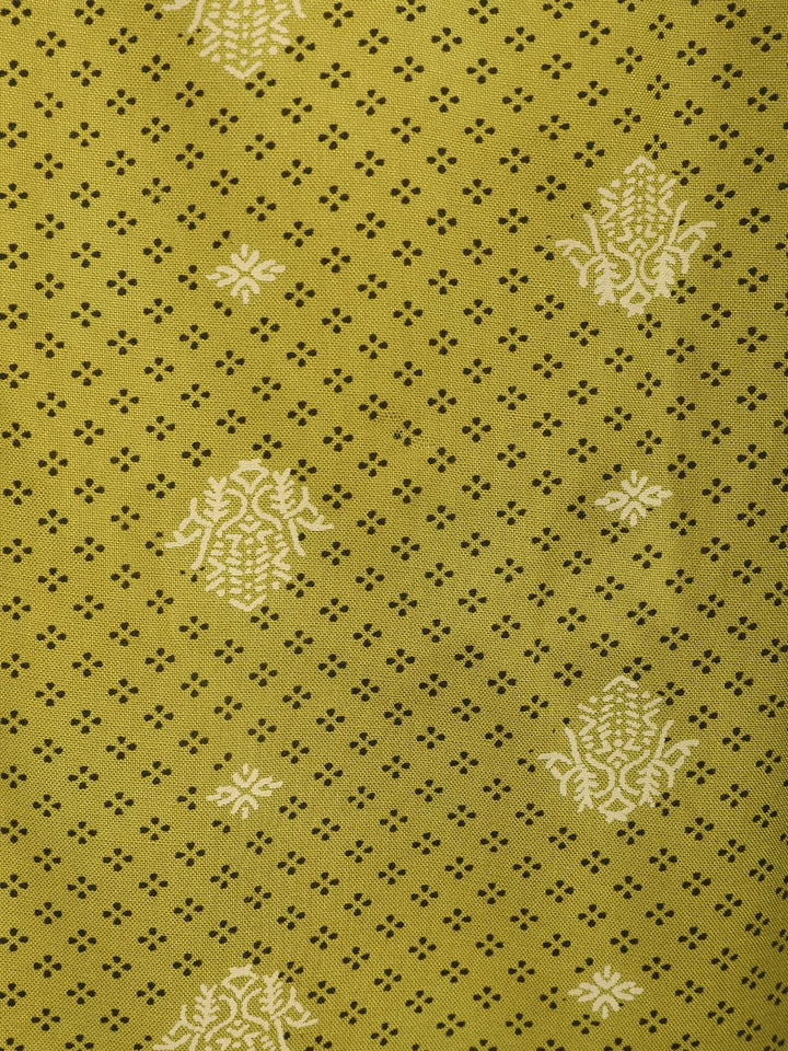 Olive Green Printed Cotton Kurti - Diadem