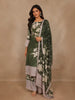 Olive Green Floral Printed Design Cotton Straight Cut Salwar Suit