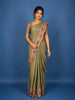 Olive Green Striped Design Art Silk Saree
