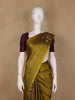 Olive Green with Contrast Purple Zari Woven Pure Kanchipuram Silk Saree - Diadem