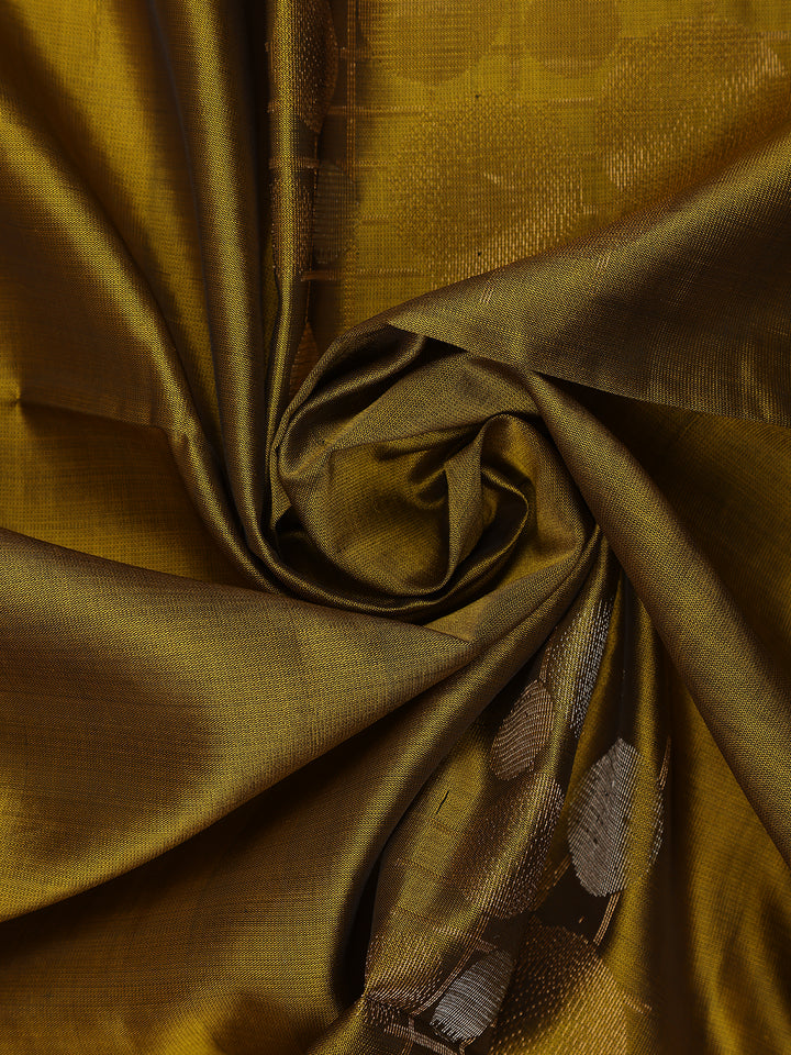 Olive Green with Contrast Purple Zari Woven Pure Kanchipuram Silk Saree - Diadem