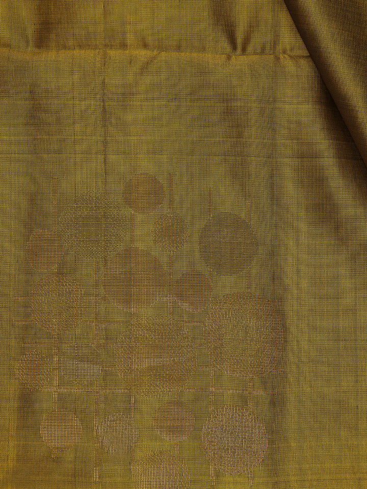 Olive Green with Contrast Purple Zari Woven Pure Kanchipuram Silk Saree - Diadem