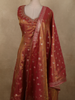 Onion Pink Butta Zari Woven Design Tissue Silk Gown with Dupatta