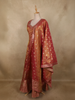 Onion Pink Butta Zari Woven Design Tissue Silk Gown with Dupatta