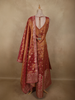 Onion Pink Butta Zari Woven Design Tissue Silk Gown with Dupatta