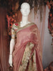 Onion Pink Checked Zari  Woven Design Pure Tissue Fancy Saree with Scalloped Border