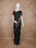 Bottle Green Mini Checks with Floral Woven Design Pure Kanchipuram Silk Saree with Contrast Purple Border