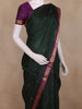 Bottle Green Mini Checks with Floral Woven Design Pure Kanchipuram Silk Saree with Contrast Purple Border