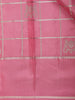Onion Pink Checked with Floral Woven Design Pure Kanchipuram Silk Saree