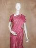 Onion Pink Checked with Floral Woven Design Pure Kanchipuram Silk Saree