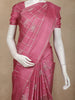 Onion Pink Checked with Floral Woven Design Pure Kanchipuram Silk Saree