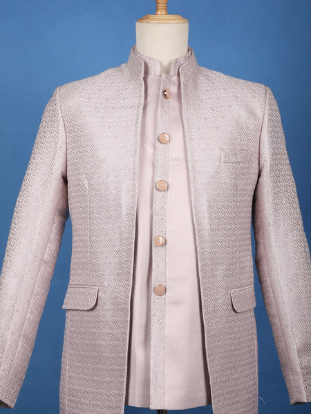 Onion Pink Diamond Design Cotton Men's Suit - Diadem