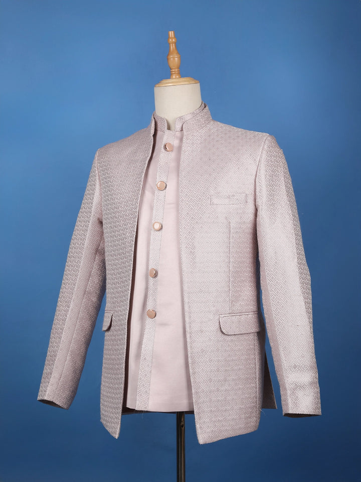 Onion Pink Diamond Design Cotton Men's Suit - Diadem
