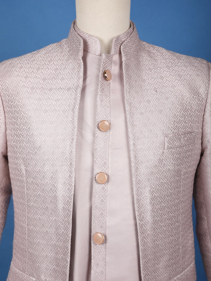 Onion Pink Diamond Design Cotton Men's Suit - Diadem