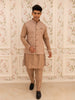 Onion Pink Embroidered Cotton Kurta For Men - Diadem
