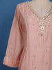 Onion Pink Floral Embroidered Crepe Palazzo Suit