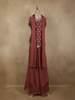 Onion Pink Floral Embroidered Design Chiffon Palazzo Suit with Dupatta