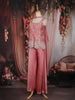 Onion Pink Floral Embroidered Georgette Palazzo Suit