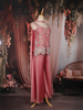Onion Pink Floral Embroidered Georgette Palazzo Suit