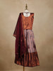 Onion Pink Floral Embroidered Raw Silk Pattu Pavadai