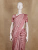 Onion Pink Floral Embroidered Raw Silk Saree