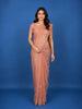 Onion Pink Floral Embroidered Semi Tissue Saree