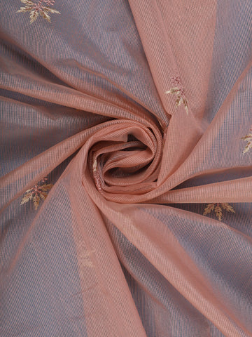 Onion Pink Floral Embroidered Semi Tissue Saree - Diadem