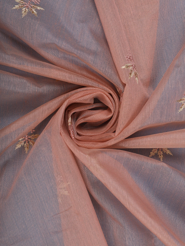 Onion Pink Floral Embroidered Semi Tissue Saree - Diadem