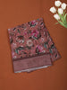 Onion Pink Floral Printed Design Chiffon Casual Saree with Striped Border