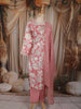 Onion Pink Floral Printed Design Cotton Straight Cut Salwar Suit with Dupatta