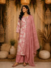 Onion Pink Floral Printed Design Cotton Straight Cut Salwar Suit with Dupatta