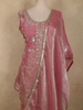 Onion Pink Floral Sequins And Beads Embroidered Design Organza Palazzo Suit with Dupatta