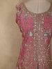 Onion Pink Floral Sequins And Beads Embroidered Design Organza Palazzo Suit with Dupatta