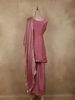 Onion Pink Floral Sequins And Beads Embroidered Design Organza Palazzo Suit with Dupatta