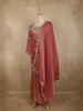 Onion Pink Floral Sequins And Beads Embroidered Design Organza Palazzo Suit with Dupatta