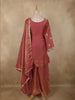 Onion Pink Floral Sequins And Beads Embroidered Design Organza Palazzo Suit with Dupatta
