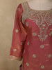Onion Pink Floral Sequins And Beads Embroidered Design Organza Palazzo Suit with Dupatta