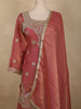 Onion Pink Floral Sequins And Beads Embroidered Design Organza Palazzo Suit with Dupatta
