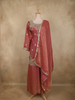 Onion Pink Floral Sequins And Beads Embroidered Design Organza Palazzo Suit with Dupatta