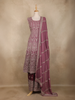 Onion Pink Floral Sequins Embroidered Georgette Palazzo Suit with Dupatta