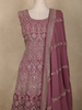 Onion Pink Floral Sequins Embroidered Georgette Palazzo Suit with Dupatta