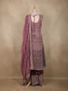 Onion Pink Floral Sequins Embroidered Georgette Palazzo Suit with Dupatta