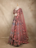 Onion Pink Floral Sequins Embroidered Net Lehenga