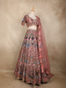 Onion Pink Floral Sequins Embroidered Net Lehenga